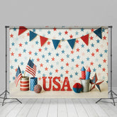 Aperturee - Aperturee Red Blue And White American Flag Cake Smash Backdrop